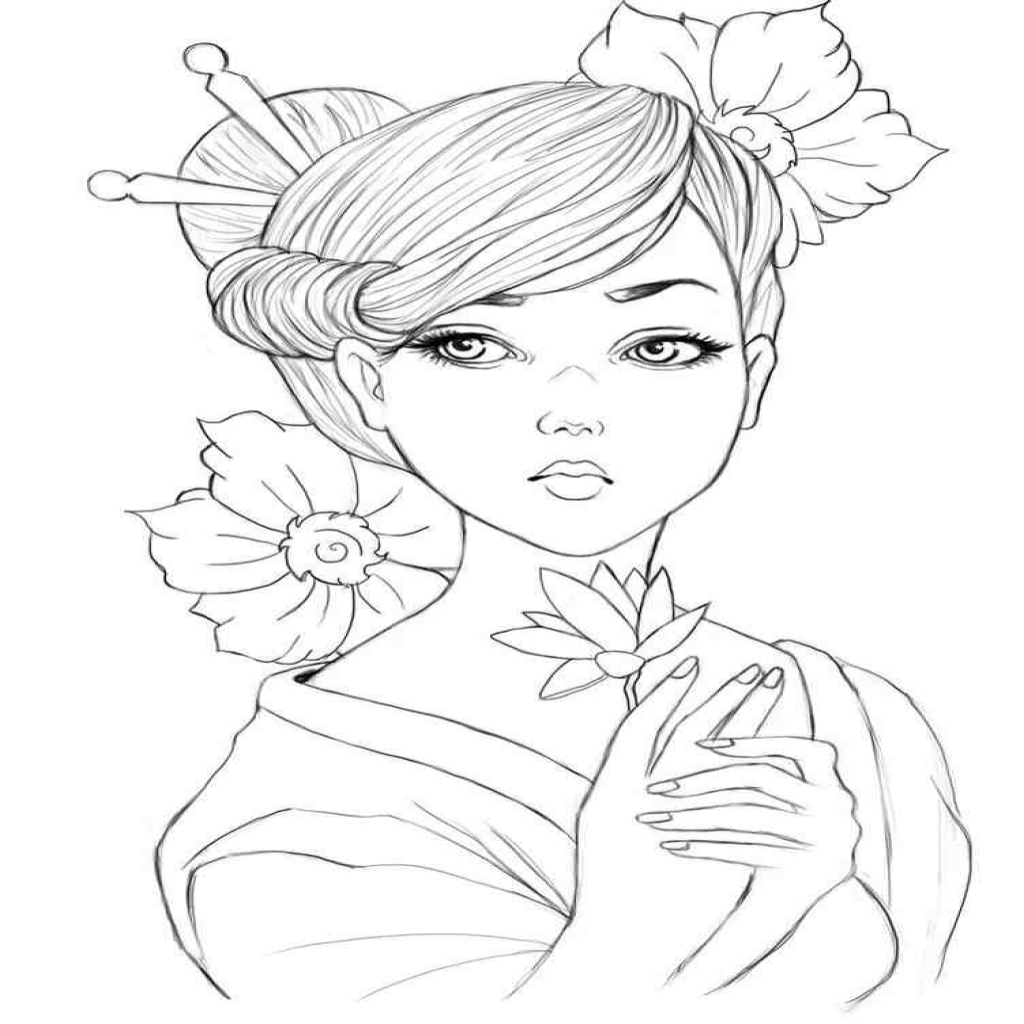 Geisha Face Drawing at GetDrawings | Free download