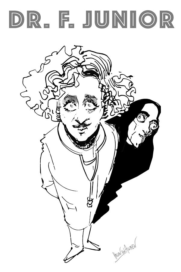 601x900 Caricature Of Gene Wilder Or Dr Frankenstein Drawing By Helen Von