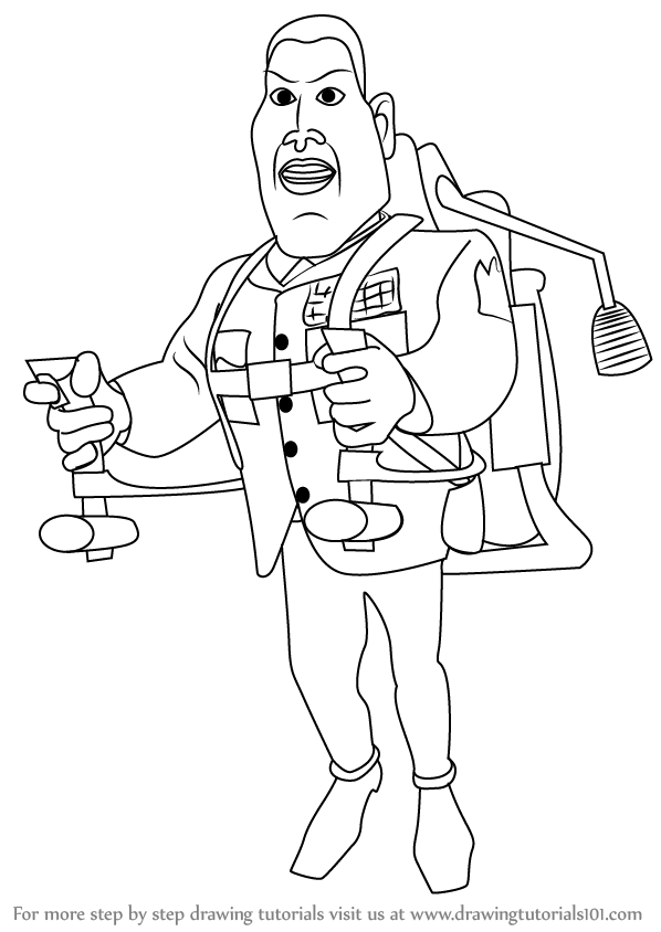 598x844 Step By Step How To Draw General Warren R. Monger From Monsters Vs
