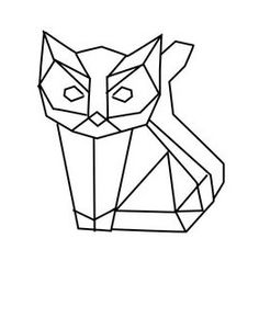 236x290 Geometric Cat Art, Origami Cat Print, Digital, Modern Decor, Black