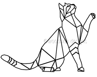 340x270 Geometric Cat Illustration Printable Wall Art Digital