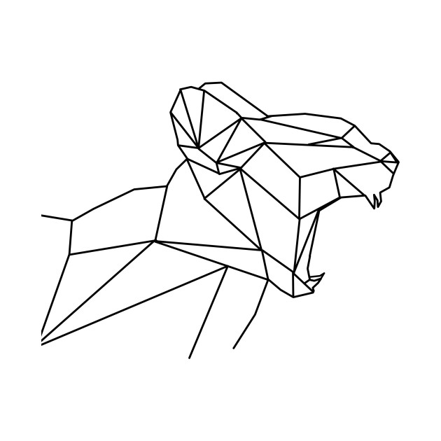 630x630 Geometric Cat Roaring (Black Version)