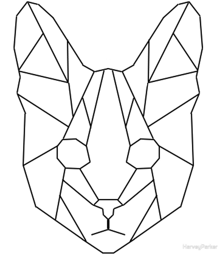 873x1000 Geometric Cat By Harveyparker Redbubble
