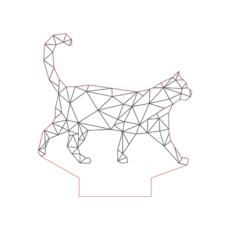 450x450 Geometric Walking Cat 3d Illusion Lamp Plan Vector File Op For Cnc