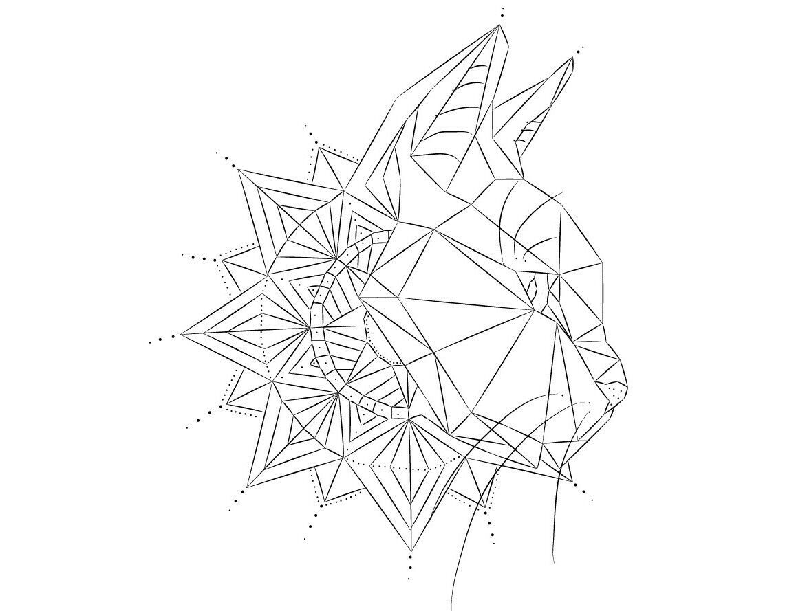 1157x889 Line Geometric Cat Tattoo Design Tattoo Ideas