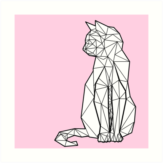 550x550 Geometric Cat Art Prints By Freddie O'Brion Redbubble
