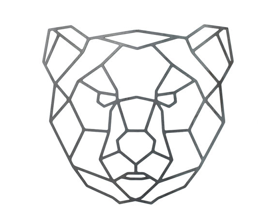 570x456 Steel Geometric Bear Wall Art Metal Wall Art Metal Art