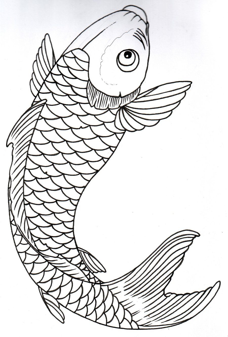 900x1330 Koi Fish Tattoos Outline