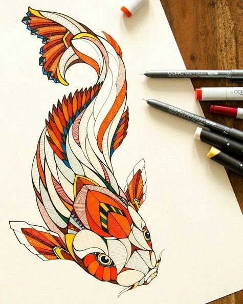 475x594 215 Best Koi Paintings Images On Koi Fish Drawing