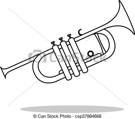 450x397 Collection Of Trumpet Instrument Drawing High Quality, Free