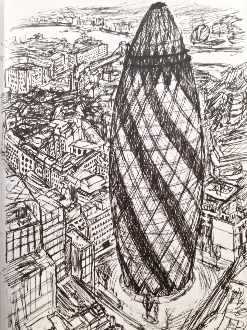 852x1136 The Gherkin Sketch London Drawing London