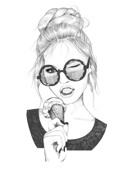 450x600 Photos Girl With Glasses Drawing,