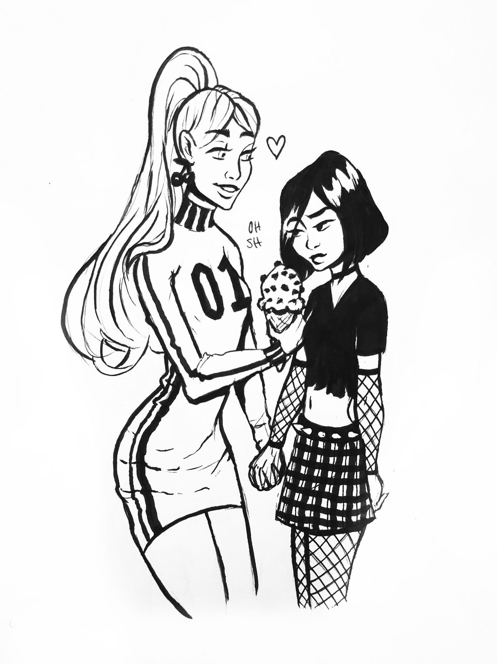 1024x1368 Cheerleader And Goth Girlfriend By Ohsh