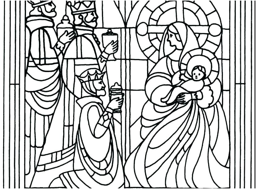 827x609 Christmas Stained Glass Window Colouring Pages