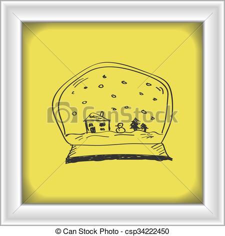 450x470 Simple Doodle Snow Globe. Simple Hand Drawn Doodle