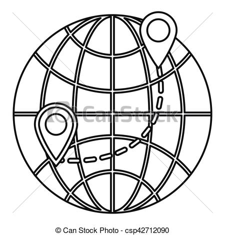 450x470 Globe Icon, Outline Style. Globe Icon. Outline Illustration