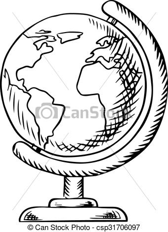 340x470 Modern Globe Desktop Stand Sketch. Modern Globe