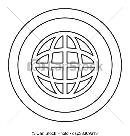 450x470 Simple Flat Design Earth Globe Diagram Inside Circle Icon Vector