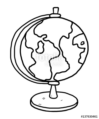 417x500 Globe Model Cartoon Vector And Illustration, Black And White