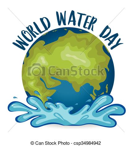 427x470 World Water Day Concept With Globe. Vector Illustration. Eps