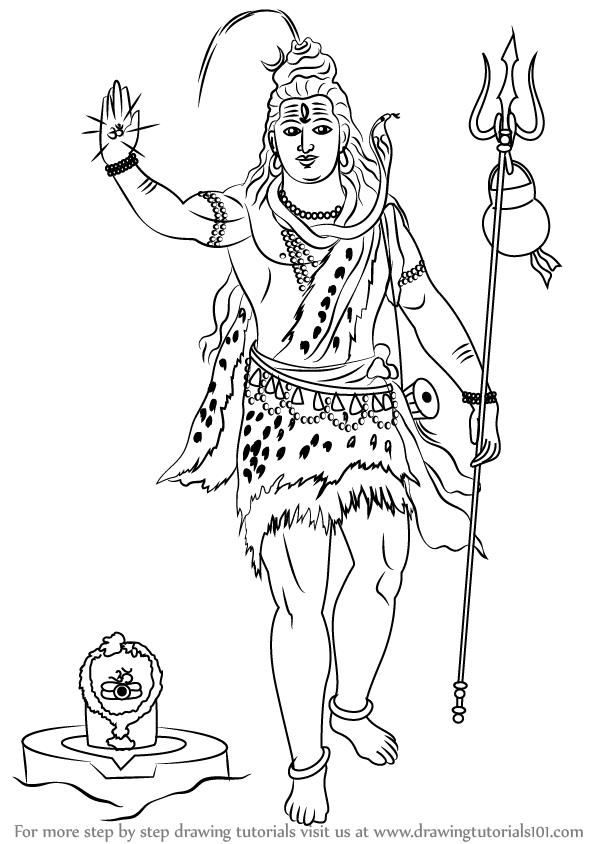 598x844 Learn How To Draw Lord Shiva Standing (Hinduism) Step By Step