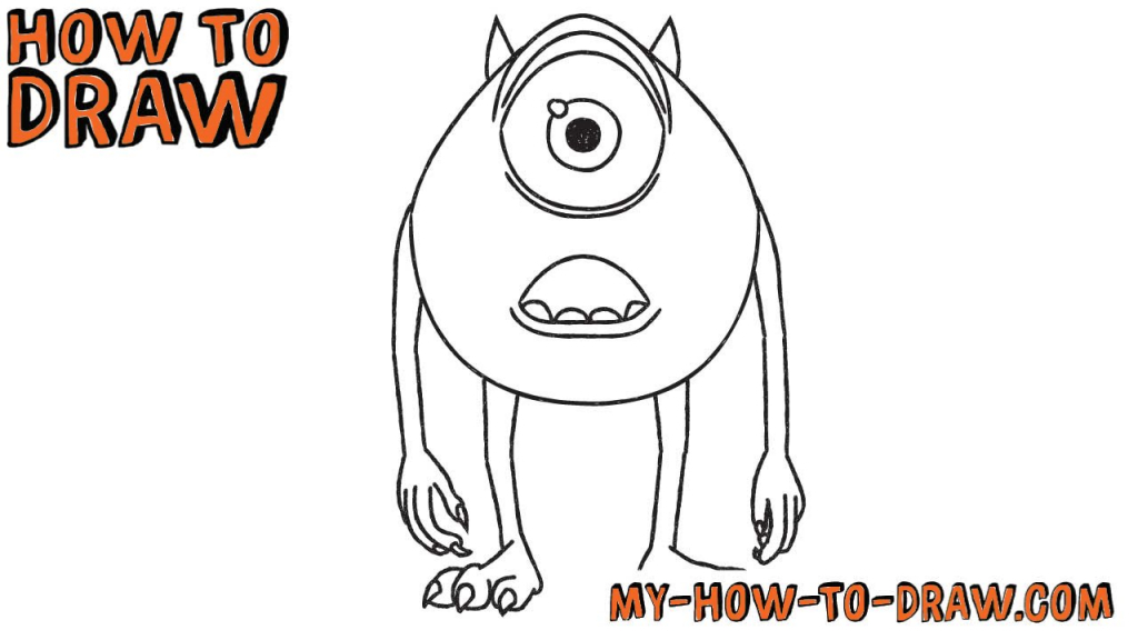 1024x576 Easy Monster Drawings How To Draw Mike Wazowski Disney Pixar