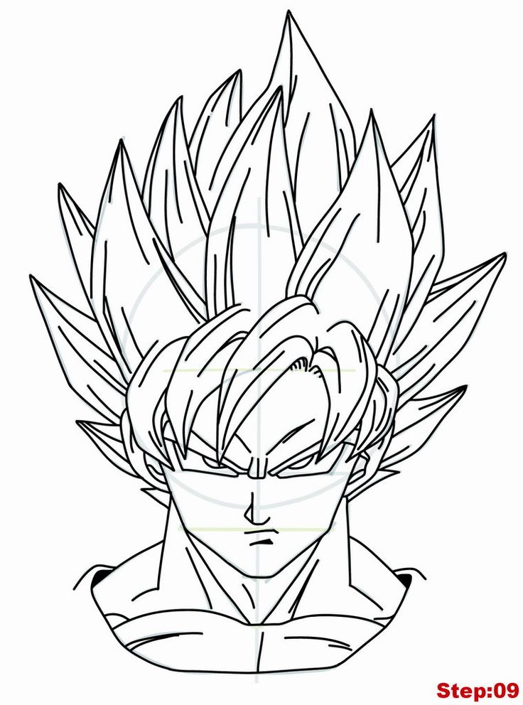 736x992 Drawing Goku Super Saiyan From Dragonball Z Tutorial Step 09 How