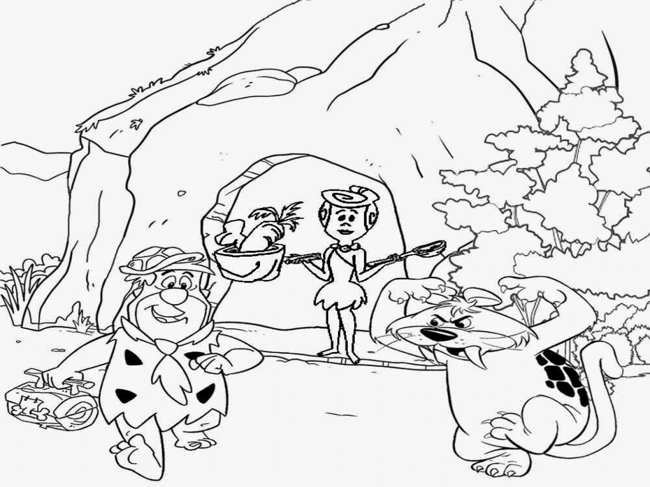1280x960 Cartoon Coloring Pages For Teenagers Tooth Tiger Kids Flintstones