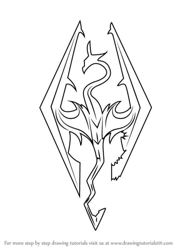 566x800 Learn How To Draw Skyrim Logo (The Elder Scrolls V Skyrim) Step
