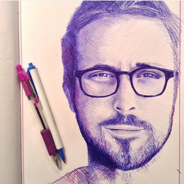 632x632 Ryan Gosling Ballpoint Pen Art Amino