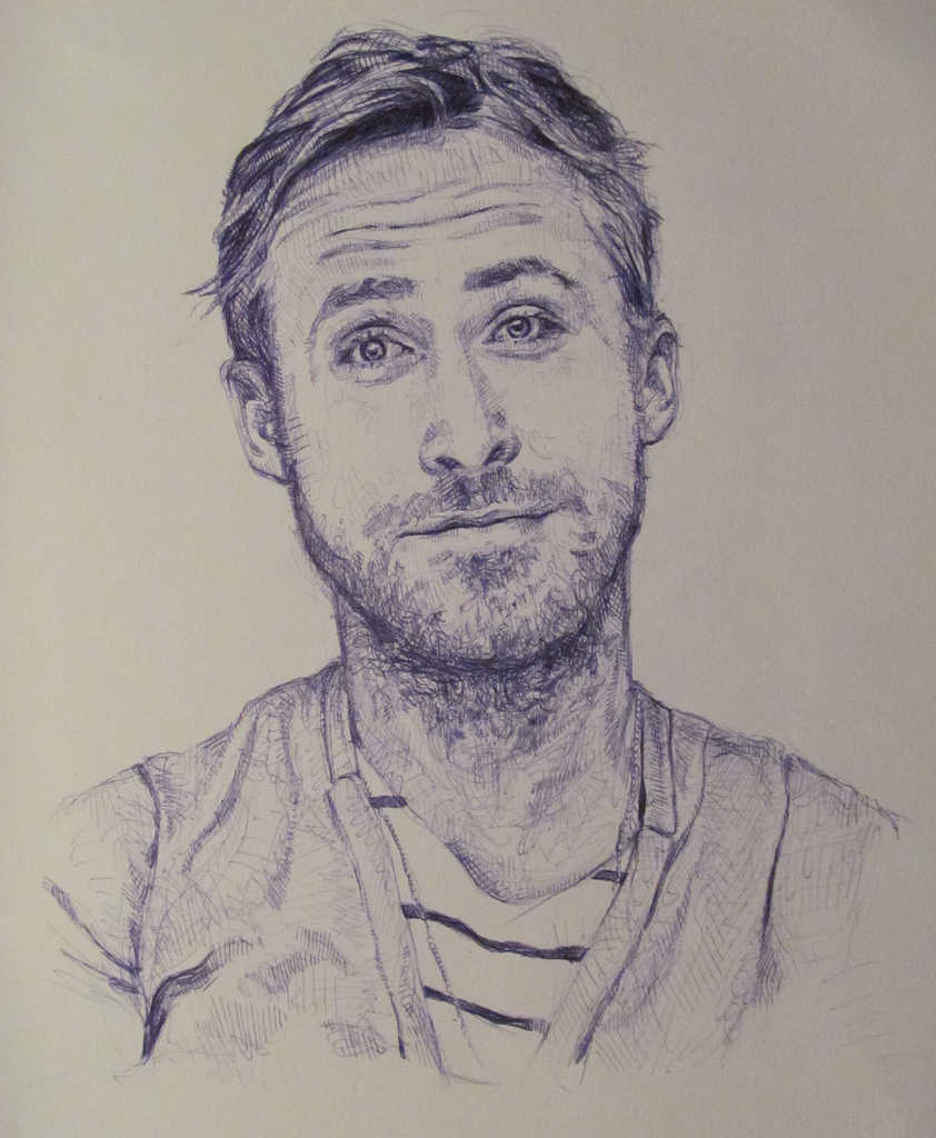 842x1024 Ryan Gosling Drawing Ball Point Pen On Paper Claire Huber