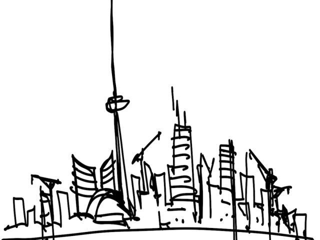 640x480 Drawn Skyline