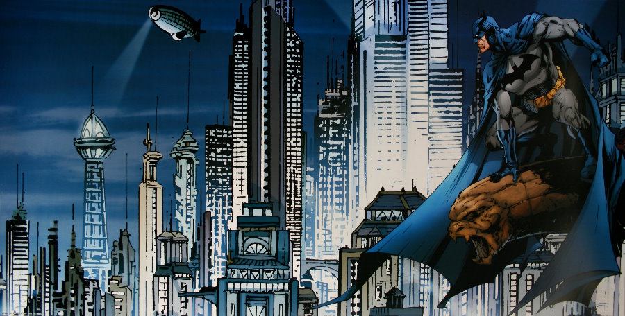 900x456 Dc Comics Gotham City Skyline 100 X 50 Cm. Reproduction