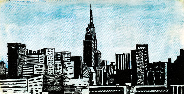 600x308 Gotham City Skyline Drawing 114150