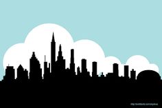 236x157 Gotham City Skyline Drawing