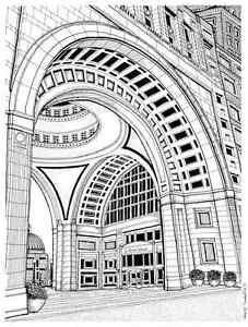 227x300 Rowes Wharf Boston Harbor Hotel 8.5x11 Drawing Ebay