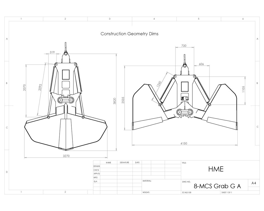 1080x864 8m Electro Hydraulic Clamshell Grab