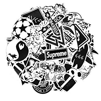355x355 Sticker Pack [100 Pcs] Neuleben Graffiti Black White Sticker