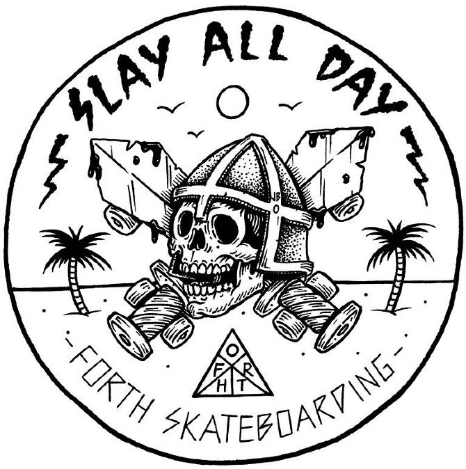 670x674 Jamie Browne Art Forth Skateboarding Tee Tattoos