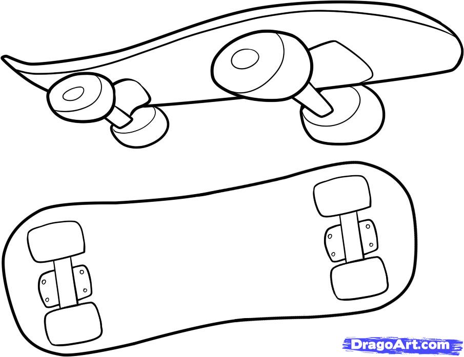 905x697 Collection Of Skateboard Drawing Easy High Quality, Free