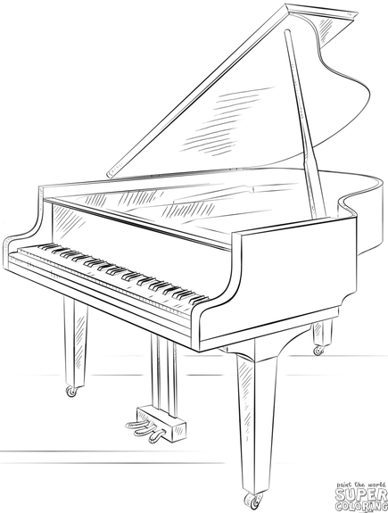 435x575 How To Draw A Grand Piano Step By Step Drawing Tutorials