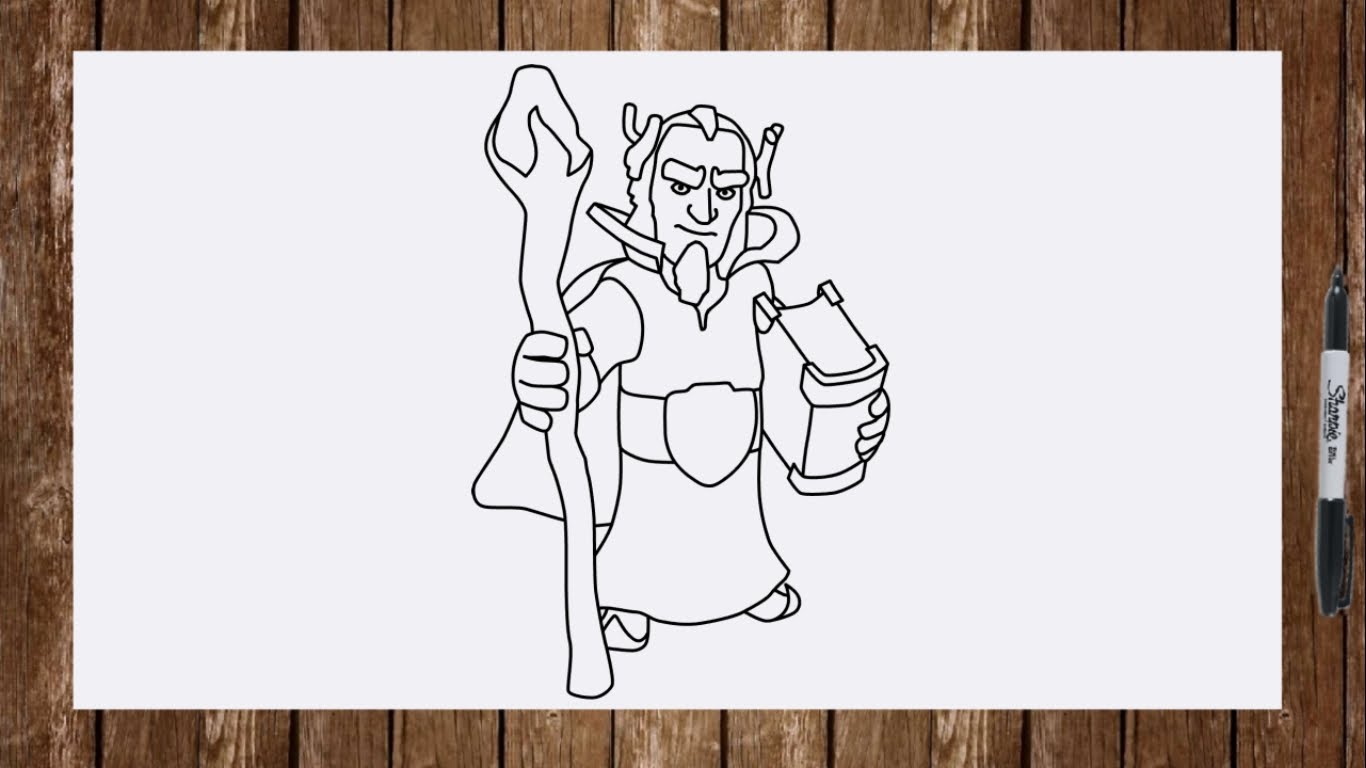 1366x768 How To Draw Grand Warden Clash Of Clans Characters Step By Step