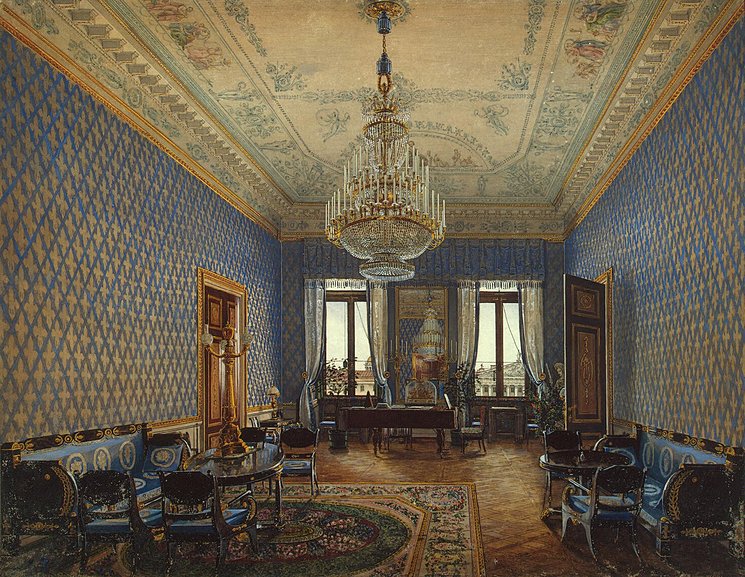745x577 Interiors Of The Winter Palace. The Drawing Room Of Grand Princess
