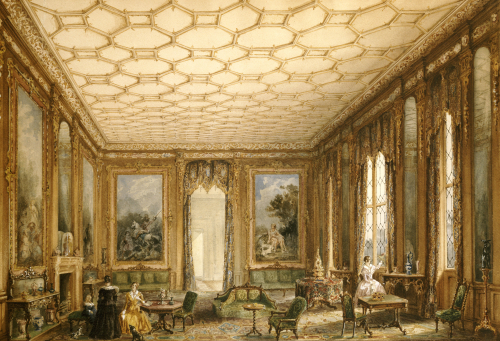 500x341 View Of A Jacobean Style Grand Drawing Room, Circa 1840 Art Print