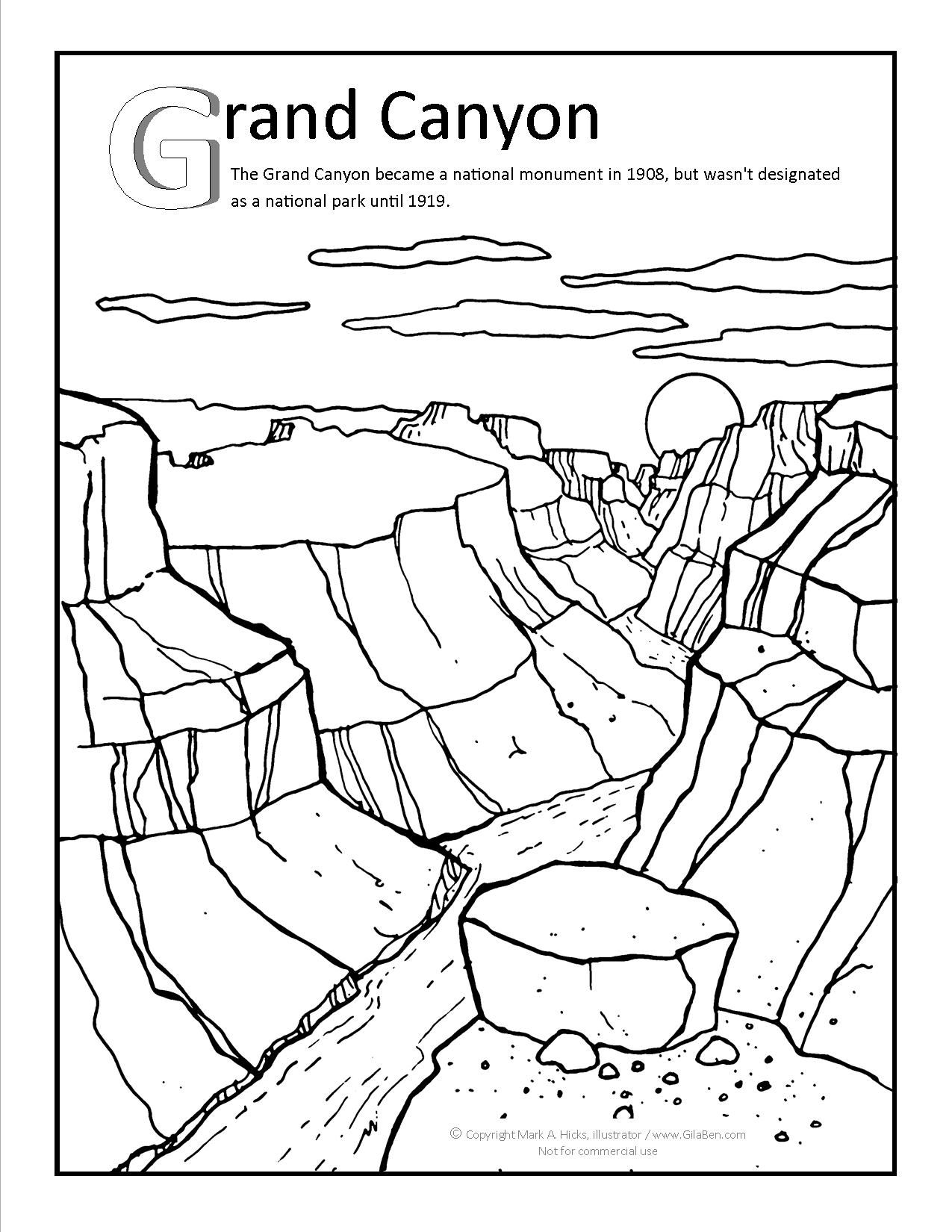 1275x1650 Grand Canyon Coloring Page