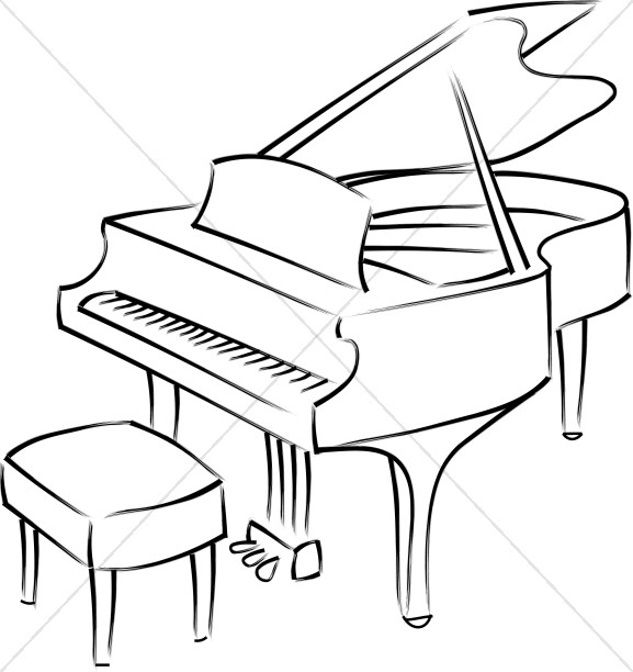 577x612 Baby Grand Piano Line Art Church Music Clipart