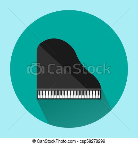450x470 Top View Of Black Grand Piano On Green Background, Isolated Vector
