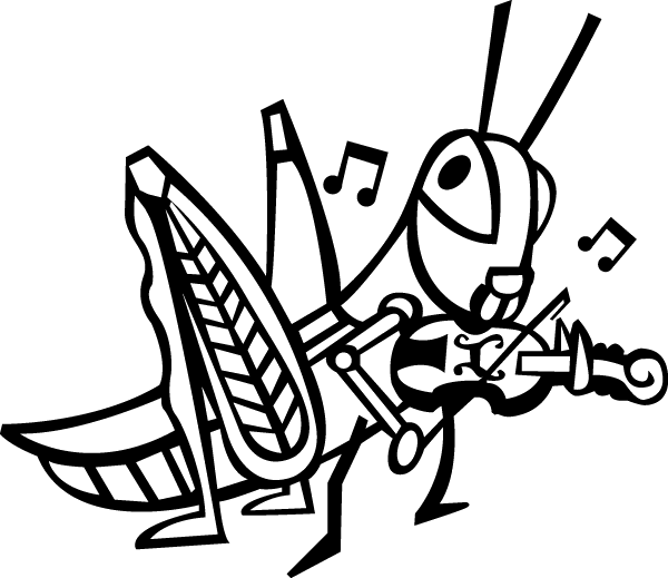 600x519 Grasshopper Playing Violin Decal