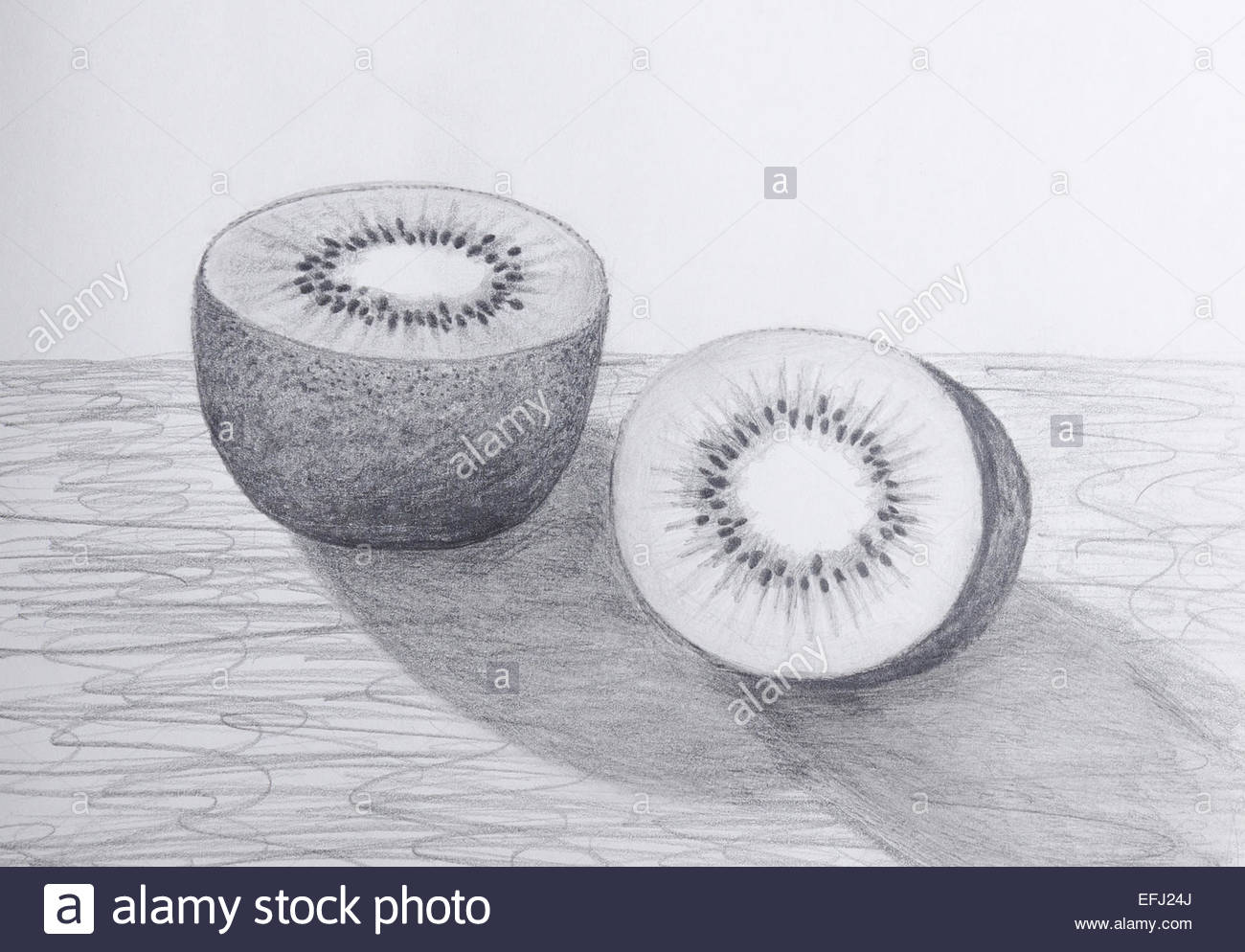 1300x994 Pencil Drawing Of A Sliced Kiwi Fruit