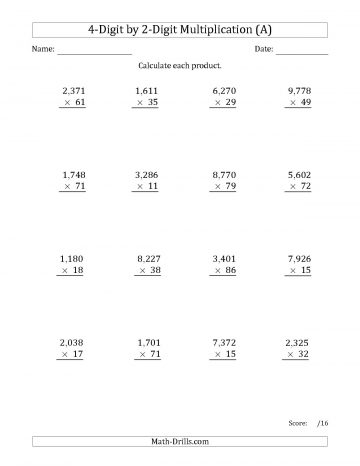 360x466 Longtiplication Grid Method Worksheet Pictures Inspirations